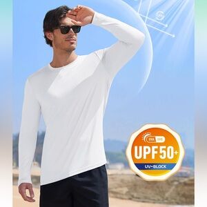 Men's UPF 50+ Shirts Long Sleeve UV Protection Quick Dry T-Shirt Rash Guard